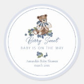 Berry Sweet Blueberry Bear Baby Boy Dusche Runder Aufkleber (Vorderseite)