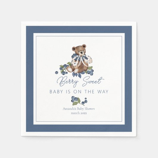 Berry Sweet Blueberry Bear Baby Boy Dusche Serviette (Vorderseite)