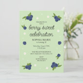 Berry Sweet Blueberry Birthday Light Green Einladung (Stehend Vorderseite)