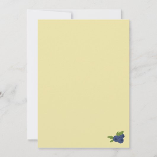 Berry Sweet Blueberry Birthday Yellow Einladung (Rückseite)