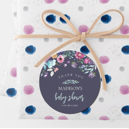Berry Sweet Blueberry & Blume Babydusche Runder Aufkleber