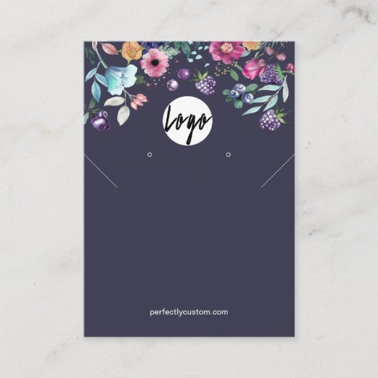 Berry Sweet Blueberry & Blume Earing Display Visitenkarte (Vorderseite)