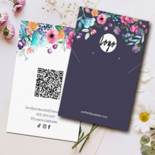 Berry Sweet Blueberry & Blume Earing Display Visitenkarte