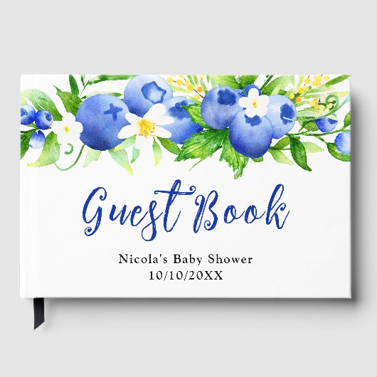 Berry Sweet Blueberry Floral Baby Shower Gästebuch (Vorderseite)
