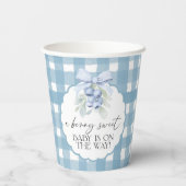 Berry Sweet Blueberry Gingham Baby Shower Pappbecher (Rückseite)