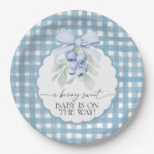 Berry Sweet Blueberry Gingham Baby Shower Pappteller (Vorderseite)