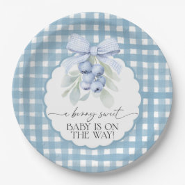 Berry Sweet Blueberry Gingham Baby Shower Pappteller