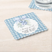 Berry Sweet Blueberry Gingham Baby Shower Untersetzer (angewinkelt)