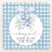 Berry Sweet Blueberry Gingham Baby Shower Untersetzer (Vorderseite)
