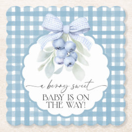 Berry Sweet Blueberry Gingham Baby Shower Untersetzer