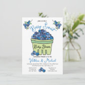 Berry Sweet Blueberry Hand Drawn Baby Dusche Einladung (Stehend Vorderseite)