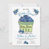 Berry Sweet Blueberry Hand Drawn Baby Dusche Einladung (Vorderseite)