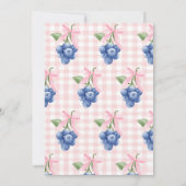 Berry Sweet Blueberry Pink Bow Coquette Geburtstag Einladung (Rückseite)
