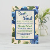 Berry Sweet Blueberry Theme Babydusche Einladung (Stehend Vorderseite)