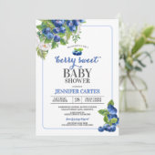 Berry Sweet Blueberry Theme Babydusche Einladung (Stehend Vorderseite)