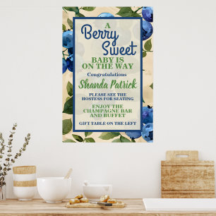 Berry Sweet Blueberry Theme Babydusche Poster