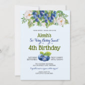 Berry Sweet Blueberry Theme Girl's Birthday Party Einladung (Vorderseite)