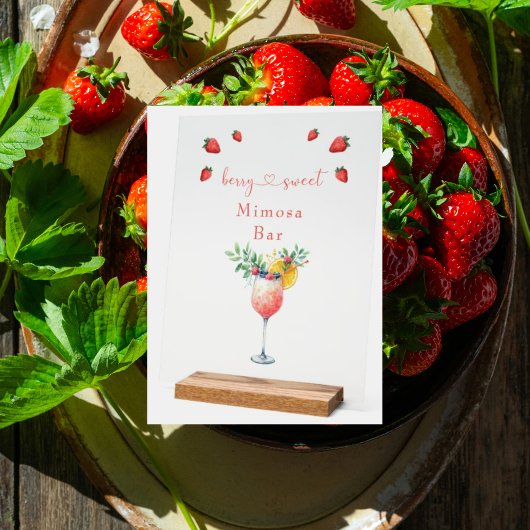 Berry Sweet Blush Acrylic Mimosa Bar Duschzeichen Acrylschild