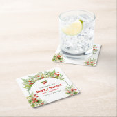 Berry Sweet Boho arch Pink Wild Strawberry Rechteckiger Pappuntersetzer (Vor Ort)