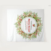 Berry Sweet Boho arch Pink Wild Strawberry Wandteppich (Vorderseite (Horizontal))