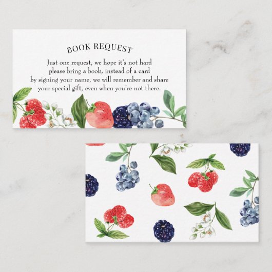 Berry Sweet Book Request or Book Book Book Card Visitenkarte (Vorne/Hinten)