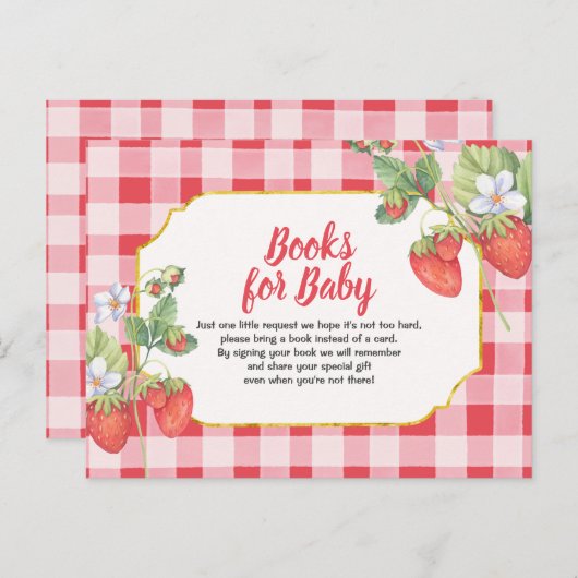 Berry Sweet Books for baby Erdbeere Postcard Einladungspostkarte (Vorne/Hinten)