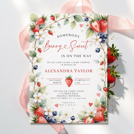 Berry Sweet Botanical Berries Garden Baby Shower Einladung