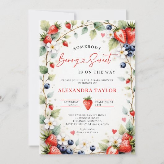 Berry Sweet Botanical Berries Garden Baby Shower Einladung (Vorderseite)