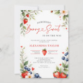 Berry Sweet Botanical Berries Script Baby Shower Einladung (Vorderseite)