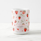 Berry Sweet Botanical Pink Hearts Monogramm Kaffeetasse (Mittel)