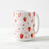 Berry Sweet Botanical Pink Hearts Monogramm Kaffeetasse (VorderseiteRechts)