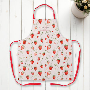 Berry Sweet Botanical Pink Hearts Monogramm Schürze