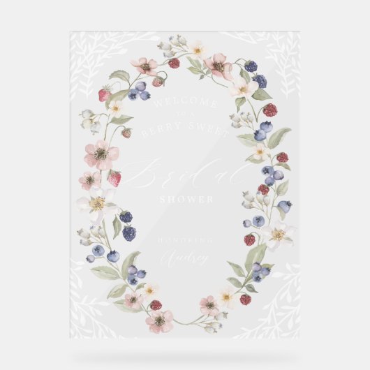 Berry Sweet Brautparty Berries Blume Willkommen Acrylschild (Vorderseite)