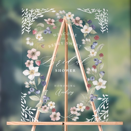 Berry Sweet Brautparty Berries Blume Willkommen Acrylschild (Neutral)