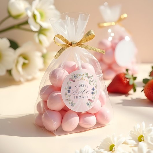 Berry Sweet Brautparty Dress Berries & Blume Runder Aufkleber