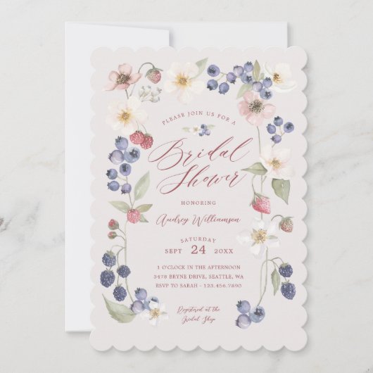 Berry Sweet Brautparty Wilde Berries & Blume Einladung (Vorderseite)