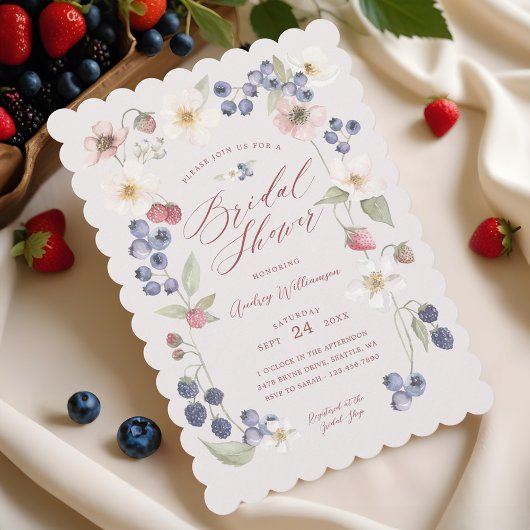Berry Sweet Brautparty Wilde Berries & Blume Einladung