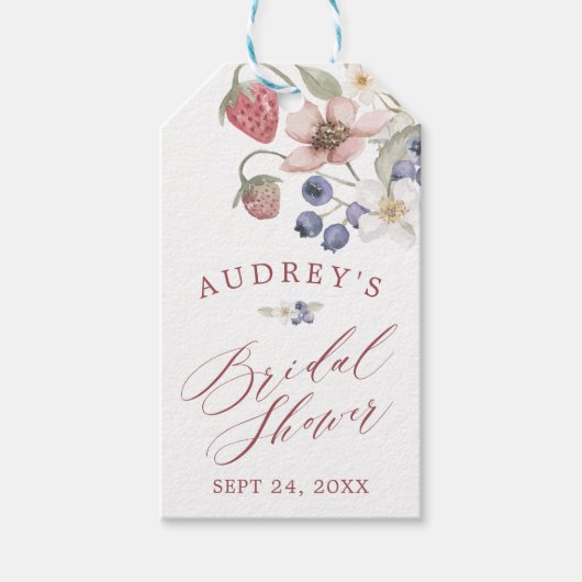 Berry Sweet Brautparty Wilde Berries & Blume Geschenkanhänger (Vorderseite)