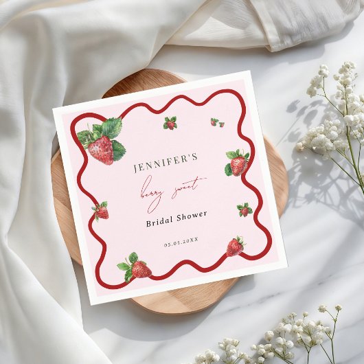 Berry Sweet Bridal Shower Strawberry Serviette