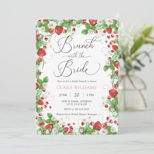 Berry Sweet Brunch mit Bride Brautparty Einladung (Stehend Vorderseite)