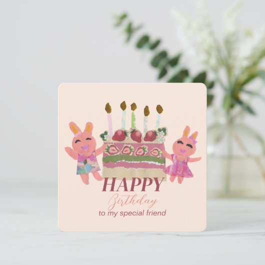 Berry Sweet Bunny Buddies Mitteilungskarte (Stehend Vorderseite)