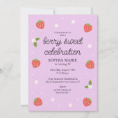 Berry Sweet Celebration Strawberry Birthday Lilac Einladung (Vorderseite)