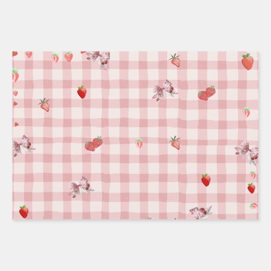 Berry Sweet Checkered Pattrenbogen Coquette Geschenkpapier Set (Vorderseite 3)