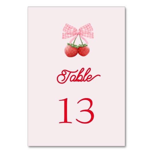 Berry Sweet Coquette Babydusche Tischnummer (Vorderseite)