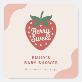 Berry Sweet Cute Baby Shower Quadratischer Aufkleber