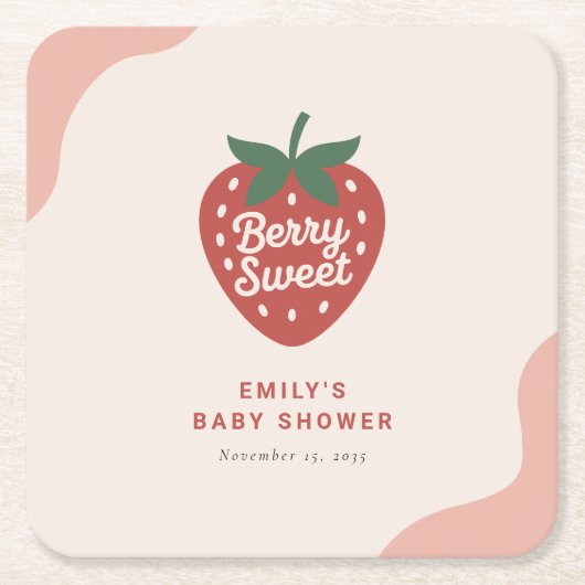 Berry Sweet Cute Baby Shower Rechteckiger Pappuntersetzer (Vorderseite)
