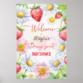 Berry sweet daisy Erdbeere Baby Dusche Empfang Poster (Vorne)