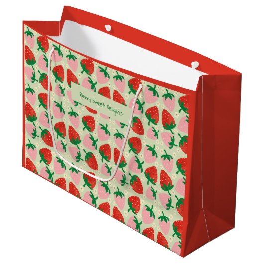 Berry Sweet Delights Olivgrün Große Geschenktüte (Vorderseite Schrägansicht)