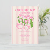 Berry Sweet Doodle Pink Green Girl Baby Dusche Einladung (Stehend Vorderseite)