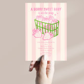 Berry Sweet Doodle Pink Green Girl Baby Dusche Einladung